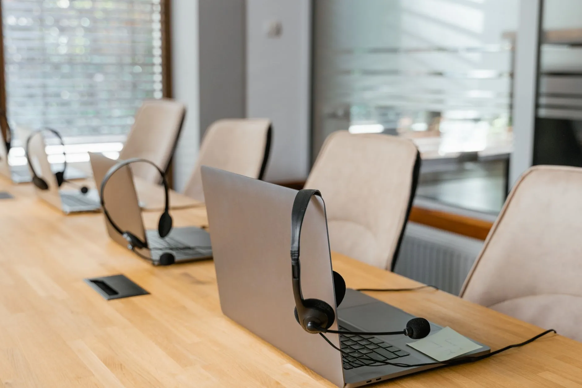 Headset and laptop set up for cold-calling